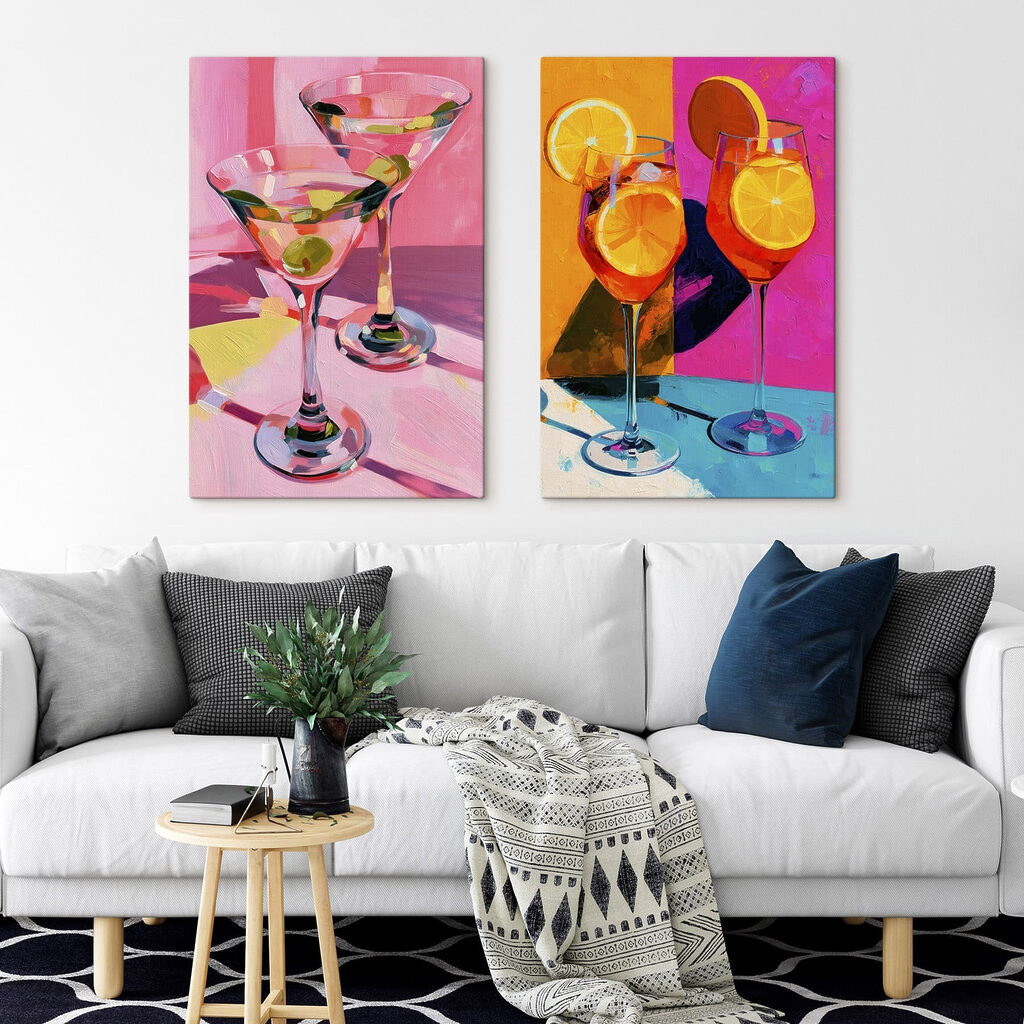 Painting of a couple of martini glasses Painting of a couple of martini glasses