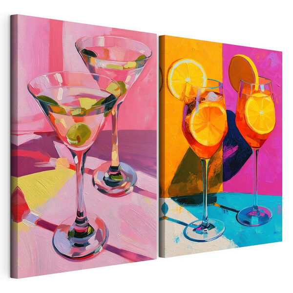 Peinture représentant deux verres à martini Impression sur toile modulaire Peinture représentant deux verres à martini