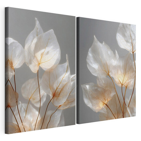 Des feuilles délicates captant une lumière douce Impression sur toile modulaire Des feuilles délicates captant une lumière douce