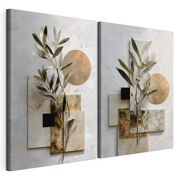 Une élégance naturelle rehaussée de touches végétales Impression sur toile modulaire Une élégance naturelle rehaussée de touches végétales