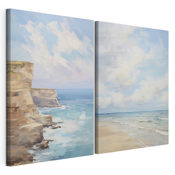 Tableau représentant une plage et une falaise Impression sur toile modulaire Tableau représentant une plage et une falaise