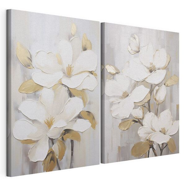 Peinture représentant des fleurs blanches Impression sur toile modulaire Peinture représentant des fleurs blanches