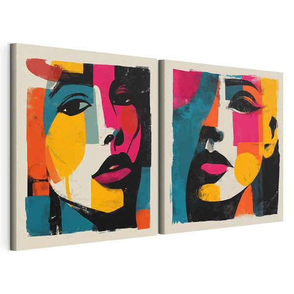 Impression sur toile modulaire Quelques affiches représentant des visages de femmes