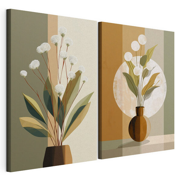 Peinture représentant des fleurs dans un vase Impression sur toile modulaire Peinture représentant des fleurs dans un vase
