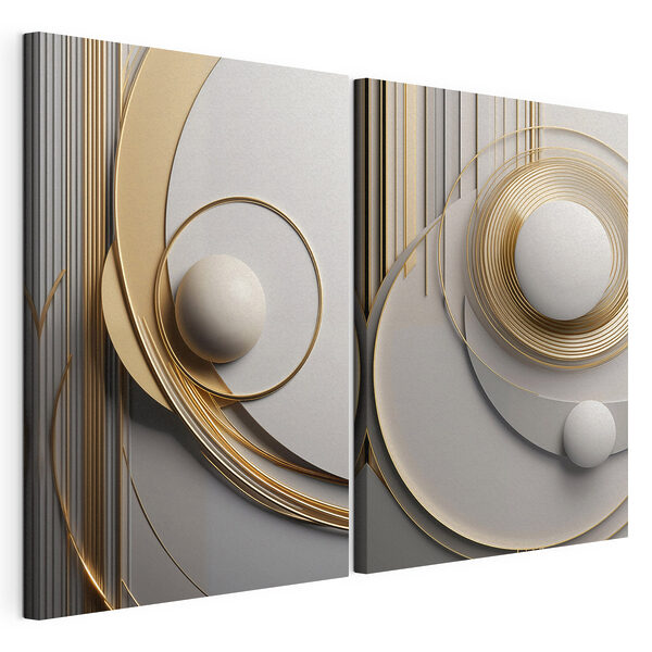 Des courbes et des sphères élégantes en parfaite harmonie Impression sur toile modulaire Des courbes et des sphères élégantes en parfaite harmonie
