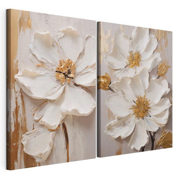 Des fleurs délicates aux teintes douces Impression sur toile modulaire Des fleurs délicates aux teintes douces