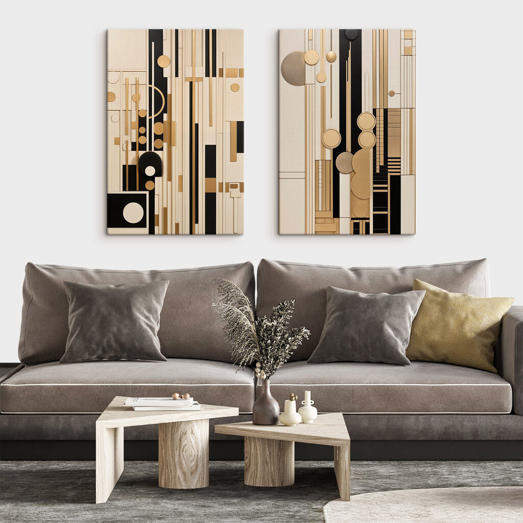 Collage of art with different shapes and colors Collage of art with different shapes and colors