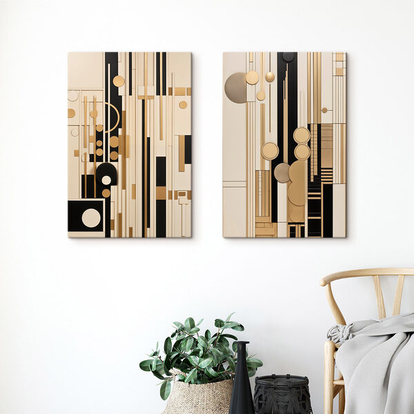 Collage of art with different shapes and colors Collage of art with different shapes and colors