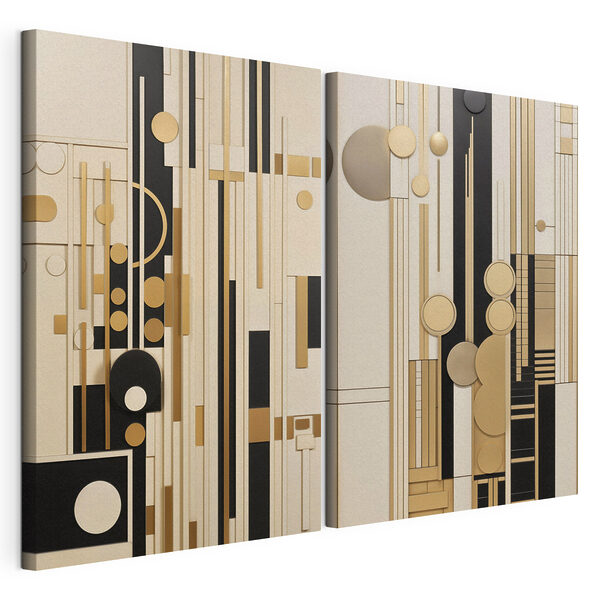 Collage artistique composé de formes et de couleurs variées Impression sur toile modulaire Collage artistique composé de formes et de couleurs variées