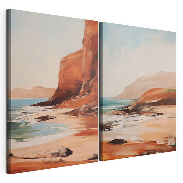 Tableau représentant une plage et une falaise rocheuse Impression sur toile modulaire Tableau représentant une plage et une falaise rocheuse