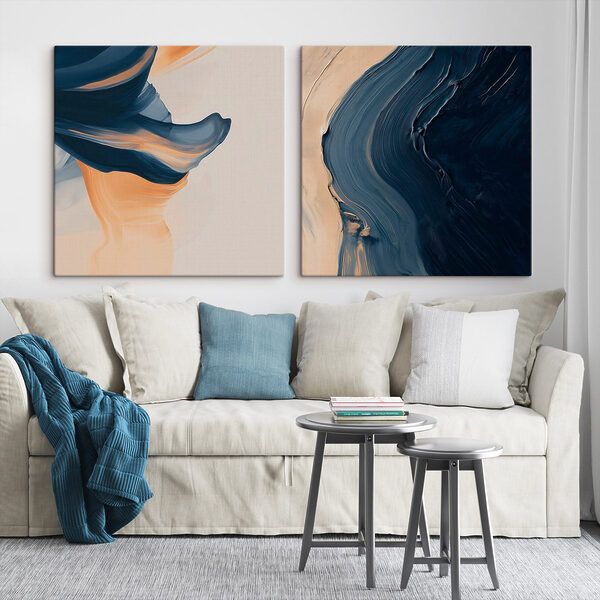Fluid strokes of blue and orange Fluid strokes of blue and orange