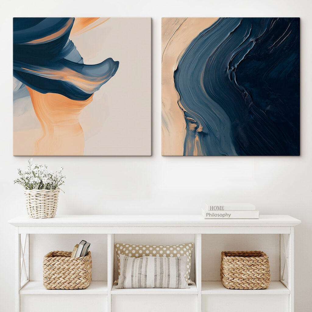 Fluid strokes of blue and orange Fluid strokes of blue and orange