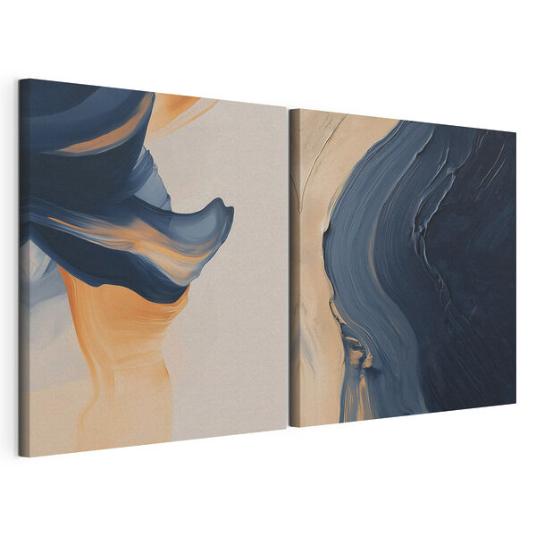 Des traits fluides de bleu et d'orange Impression sur toile modulaire Des traits fluides de bleu et d'orange