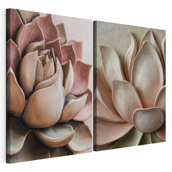 Impression sur toile modulaire Des pétales délicats aux teintes terreuses et discrètes