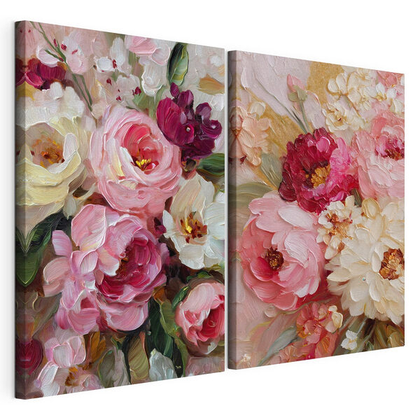 Des fleurs aux teintes vives et délicates Impression sur toile modulaire Des fleurs aux teintes vives et délicates