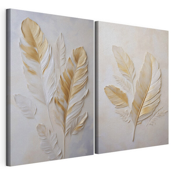 Des feuilles élégantes aux tons doux Impression sur toile modulaire Des feuilles élégantes aux tons doux