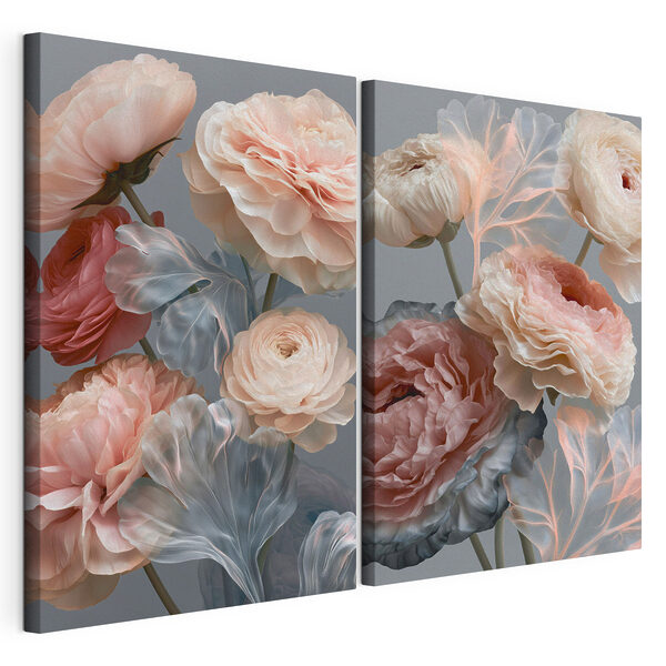 Impression sur toile modulaire Des pétales délicats aux couleurs douces