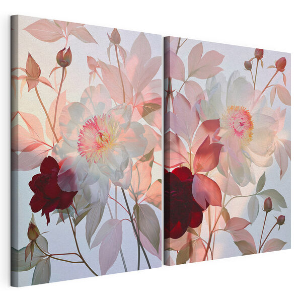 Fleurs aux teintes délicates Impression sur toile modulaire Fleurs aux teintes délicates