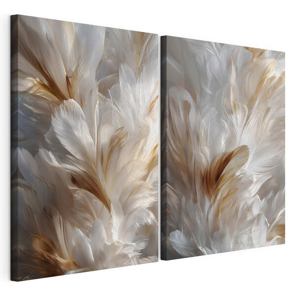 Des plumes délicates aux teintes douces Impression sur toile modulaire Des plumes délicates aux teintes douces