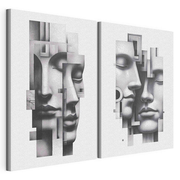 Des visages entrelacés dans une harmonie abstraite Impression sur toile modulaire Des visages entrelacés dans une harmonie abstraite