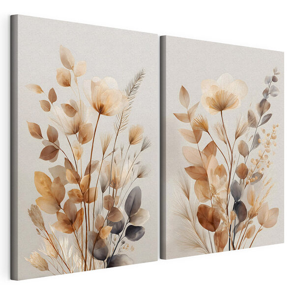 Impression sur toile modulaire Composition florale élégante aux tons doux