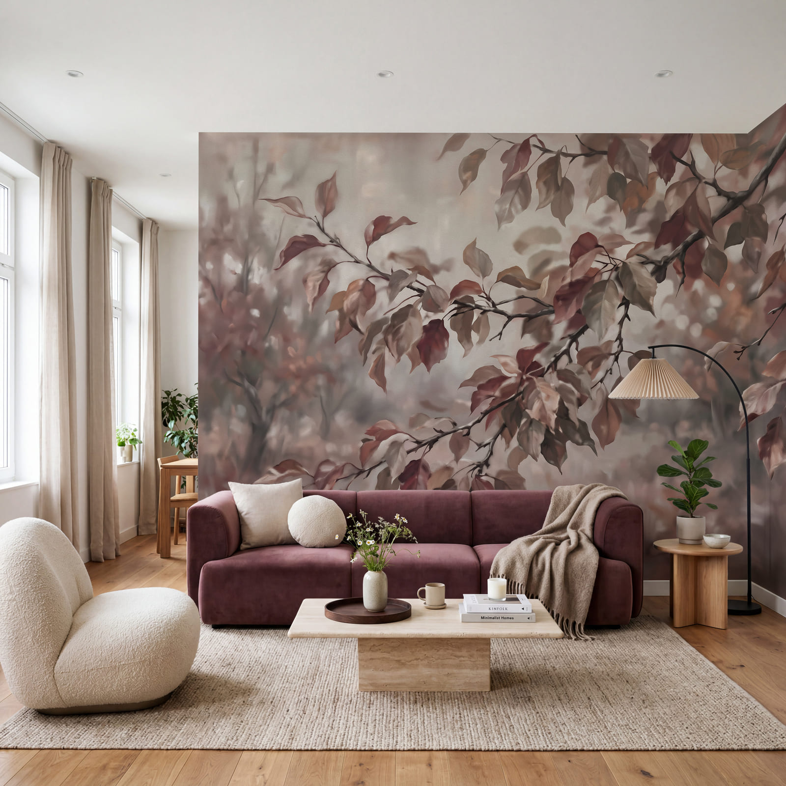 Branche d'arbre avec des feuilles brunes