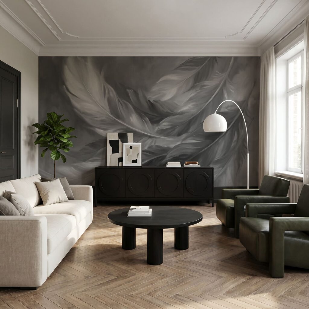 Ensemble de plumes en noir et blanc