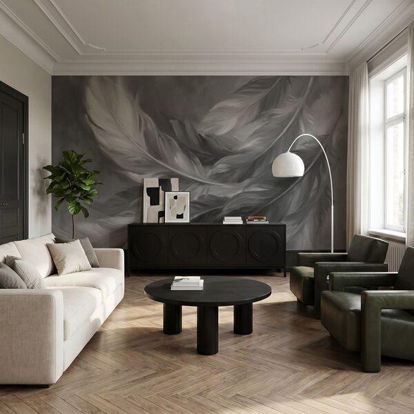 Ensemble de plumes en noir et blanc