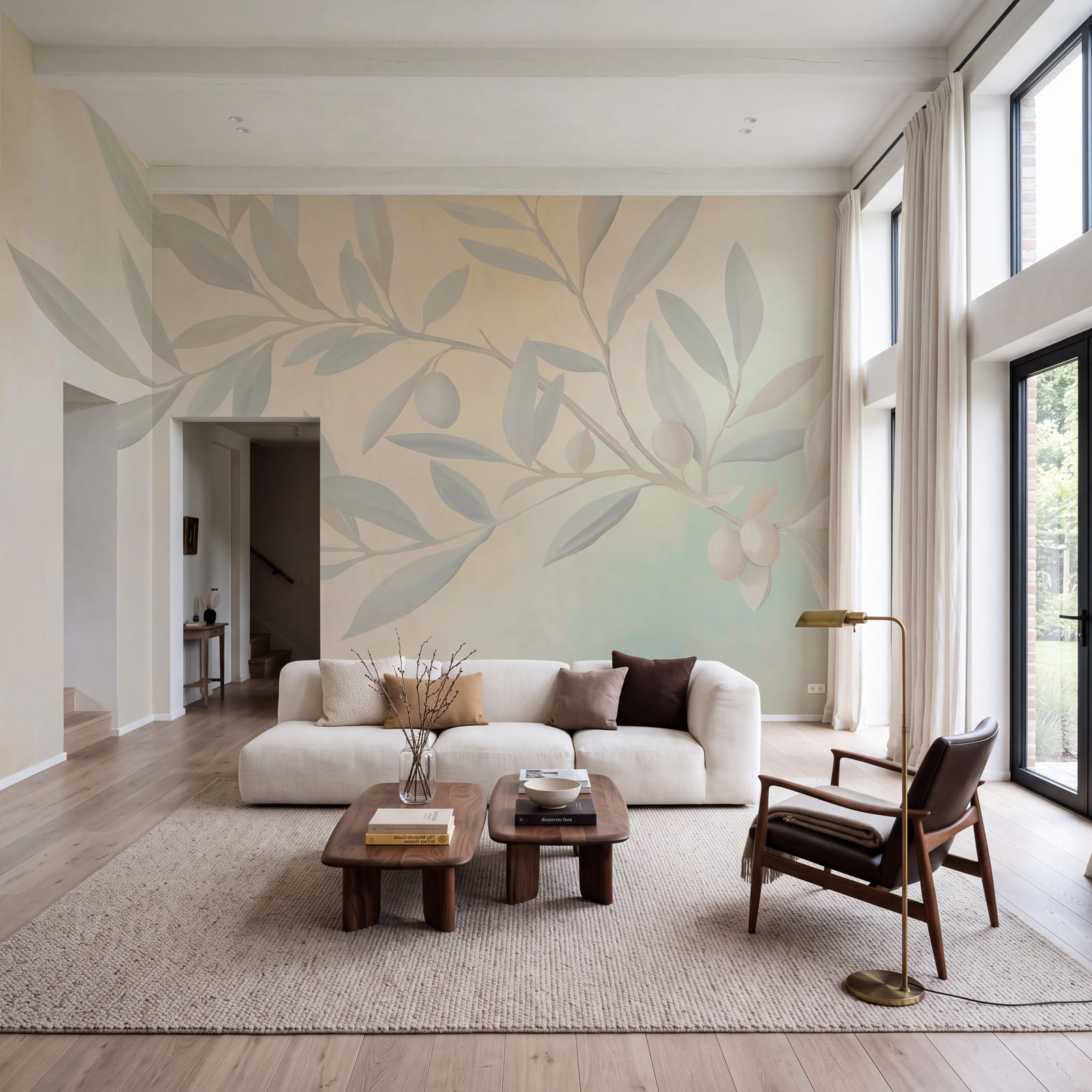Peinture représentant une branche avec des feuilles et des fruits Peinture représentant une branche avec des feuilles et des fruits