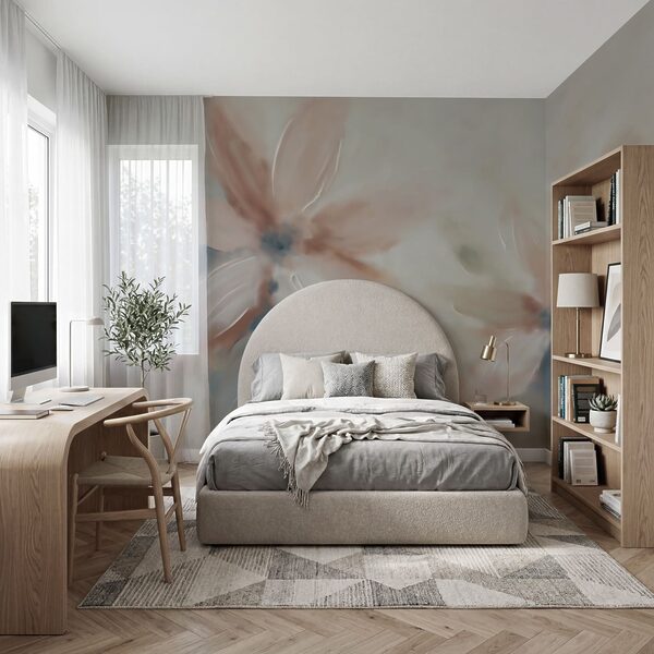 Peinture représentant des fleurs sur un fond blanc