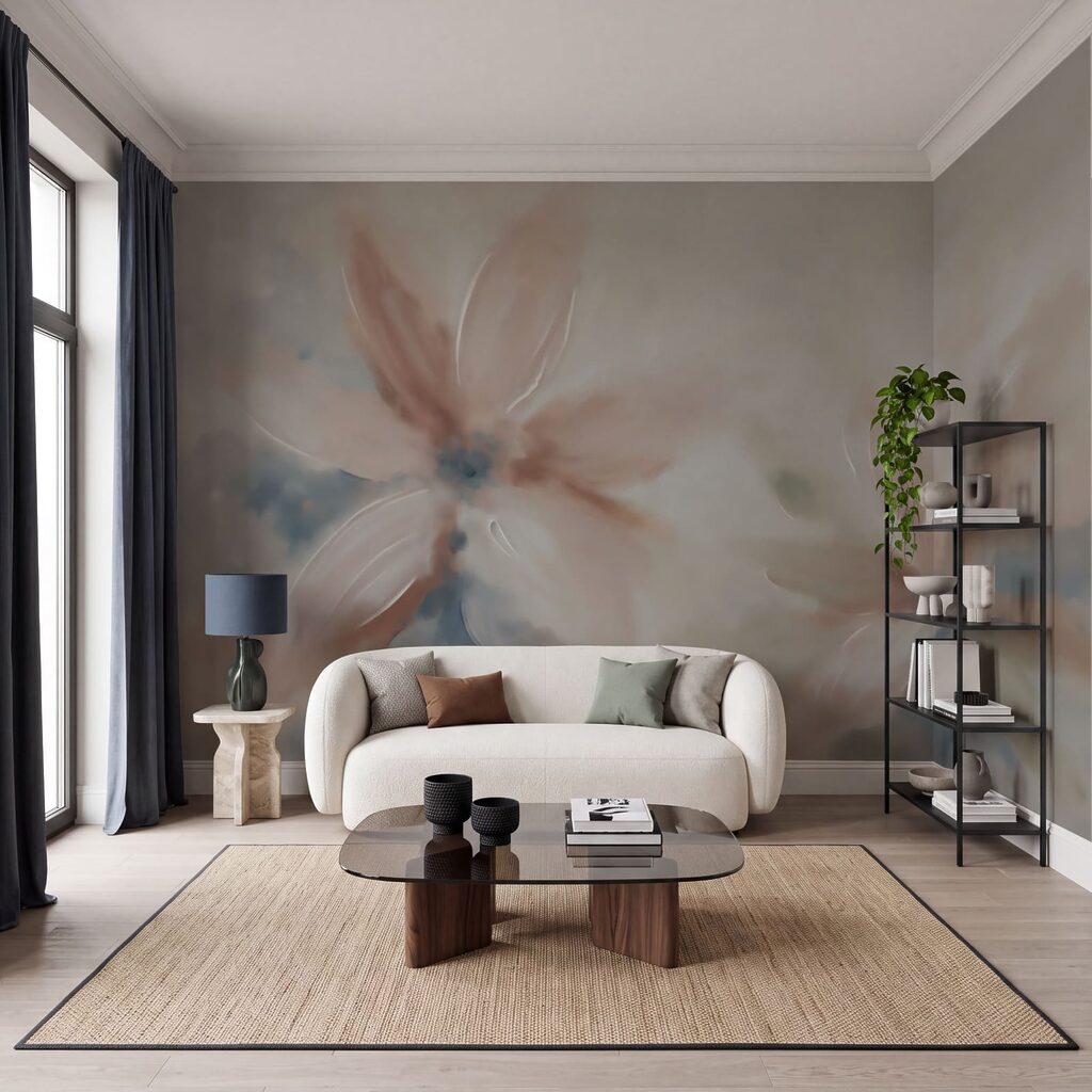 Peinture représentant des fleurs sur un fond blanc