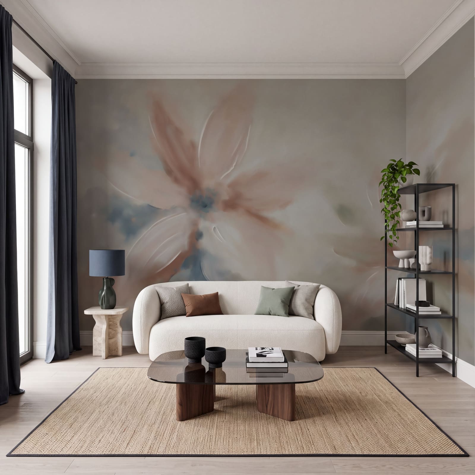 Peinture représentant des fleurs sur un fond blanc