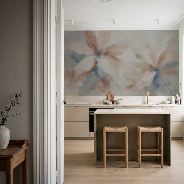Peinture représentant des fleurs sur un fond blanc