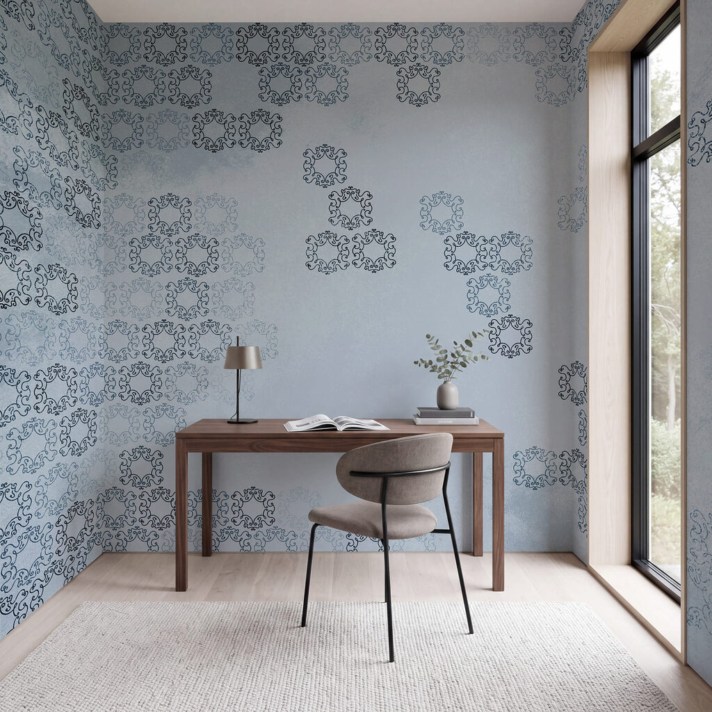 Fond bleu avec des motifs en noir et blanc Fond bleu avec des motifs en noir et blanc