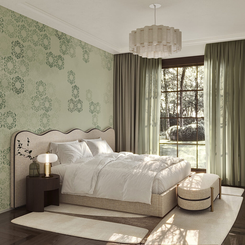 Fond blanc avec un motif noir et vert