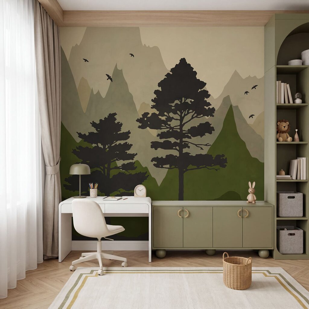 Peinture représentant des arbres et des montagnes Peinture représentant des arbres et des montagnes