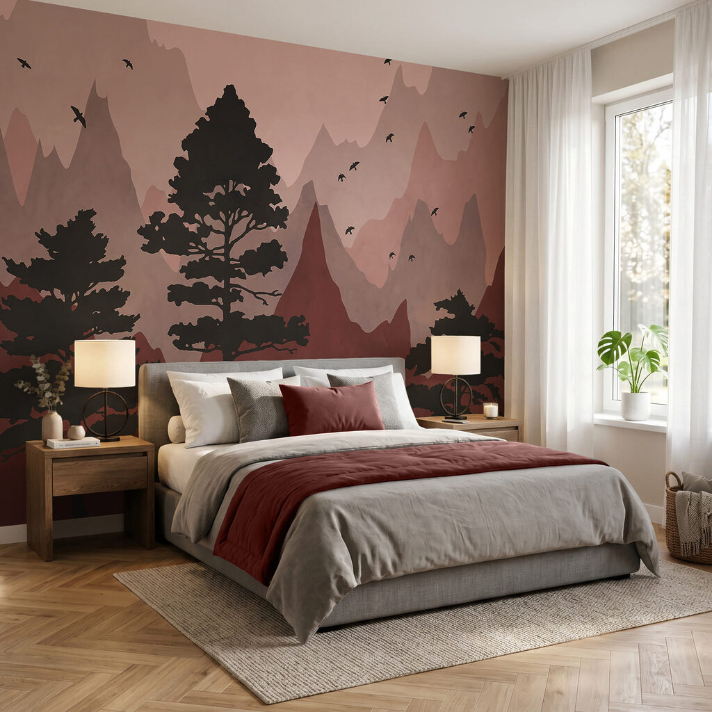 Peinture représentant des montagnes et des arbres Peinture représentant des montagnes et des arbres