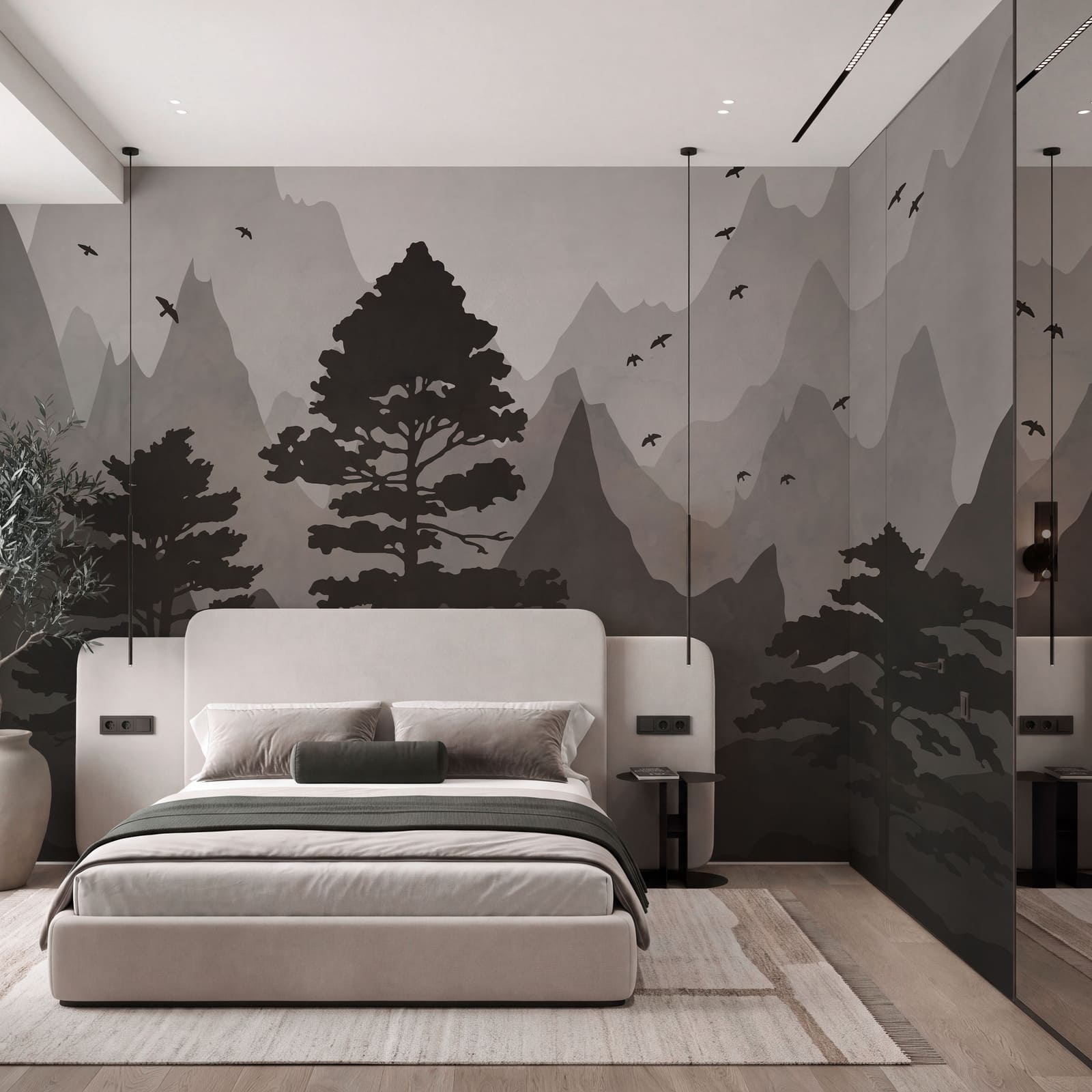 Paysage avec des montagnes et des arbres