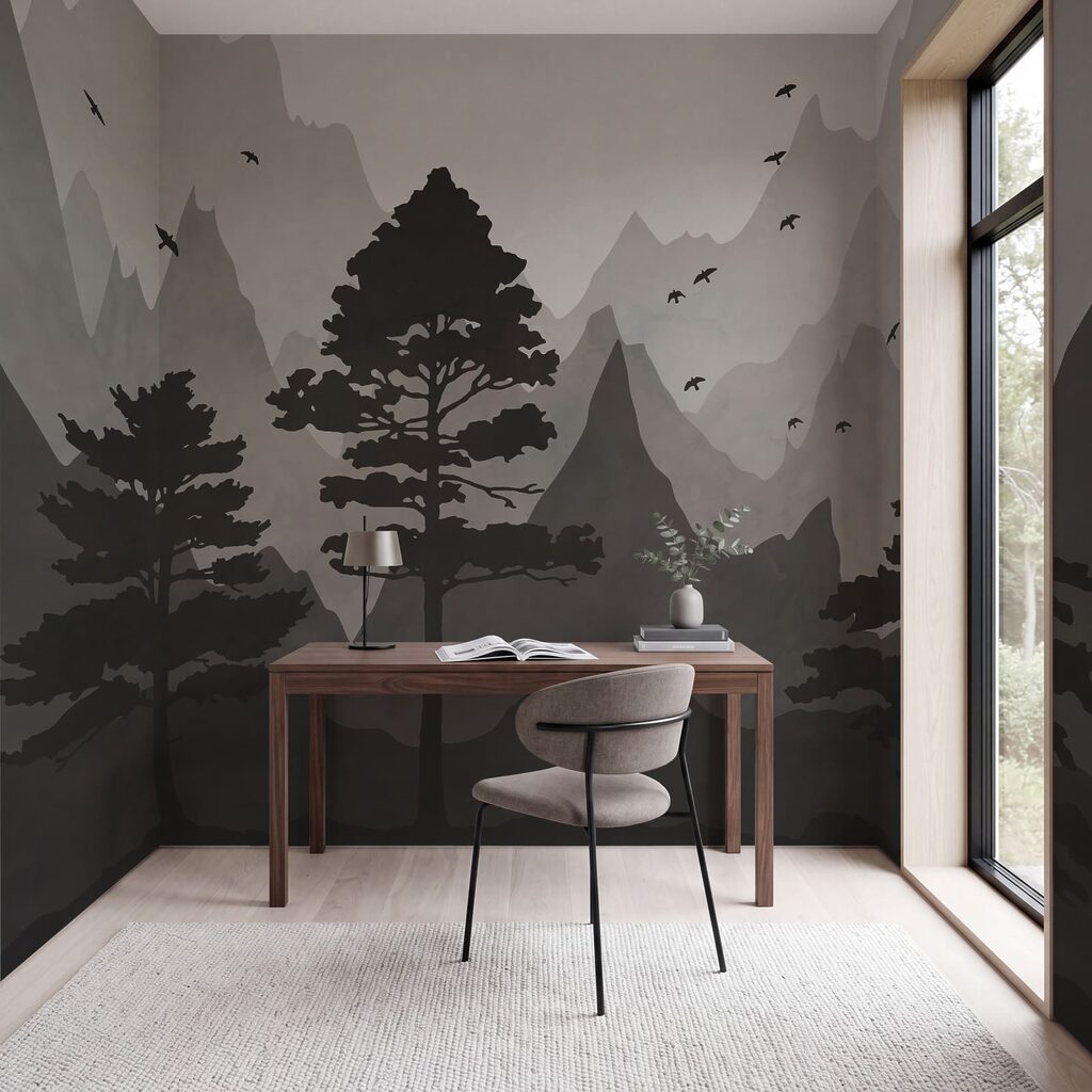 Paysage avec des montagnes et des arbres