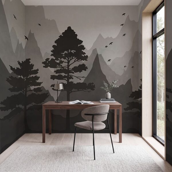 Paysage avec des montagnes et des arbres