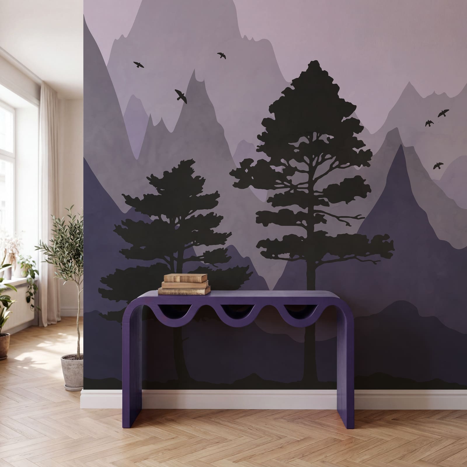 Paysage avec des montagnes et des arbres