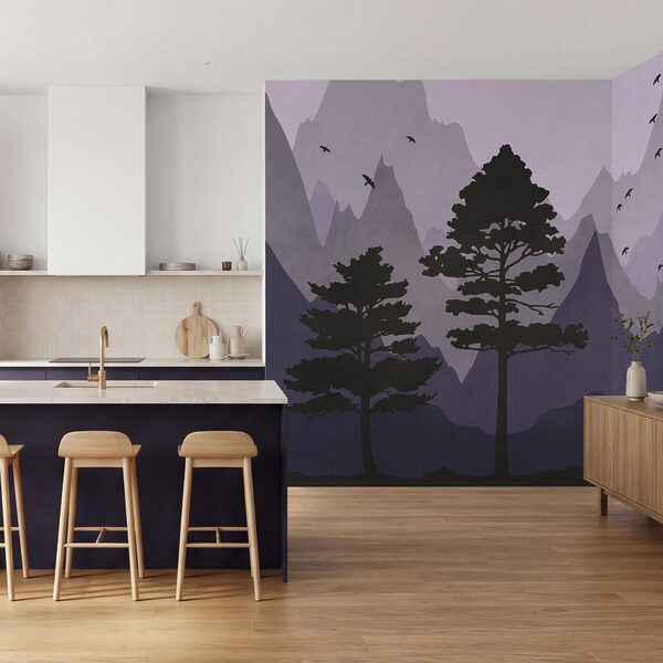 Paysage avec des montagnes et des arbres