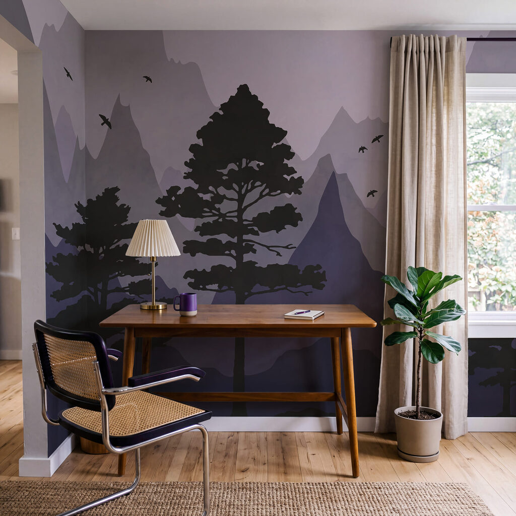 Paysage avec des montagnes et des arbres