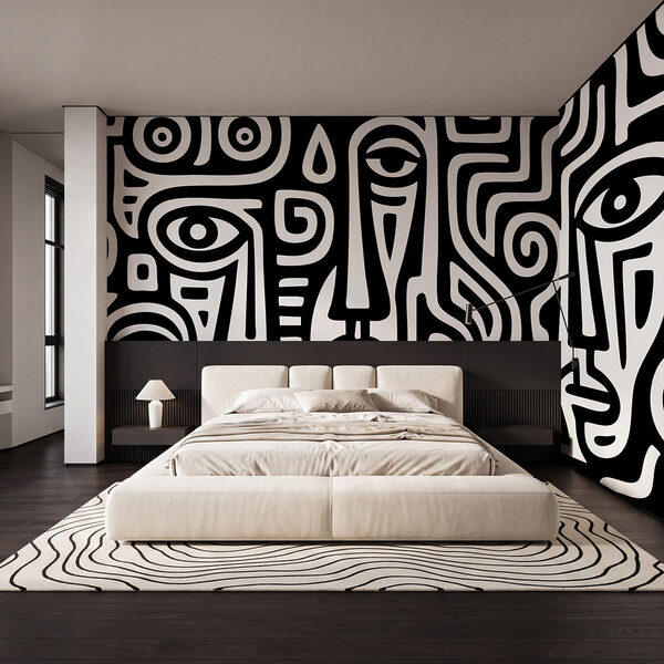 Motif de visages en noir et blanc Motif de visages en noir et blanc