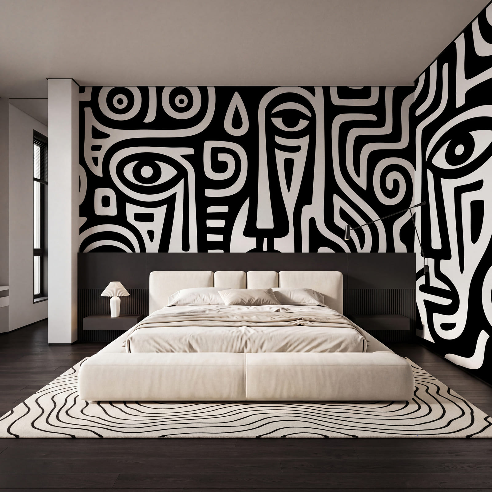 Motif de visages en noir et blanc Motif de visages en noir et blanc