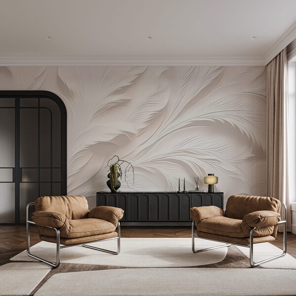 Motif de plumes blanches sur un fond blanc