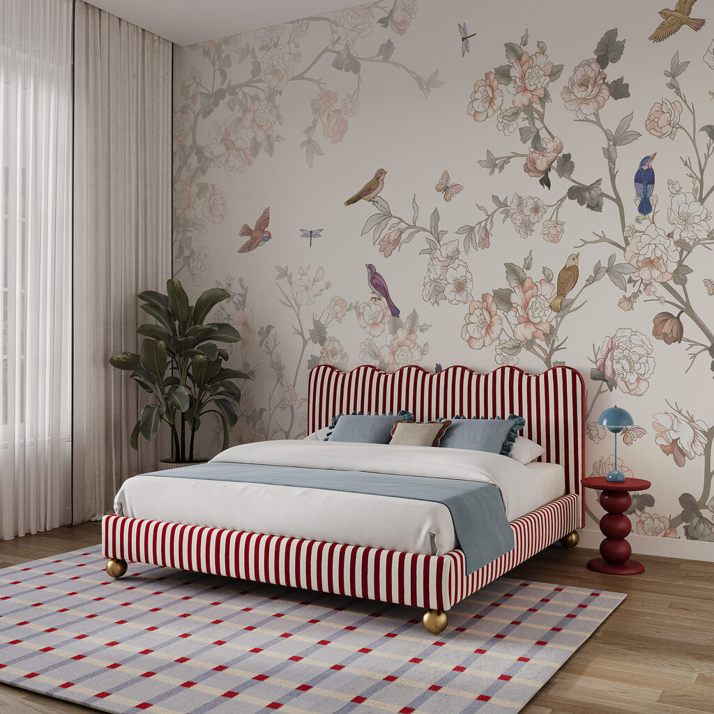 Scène florale avec des oiseaux colorés Scène florale avec des oiseaux colorés