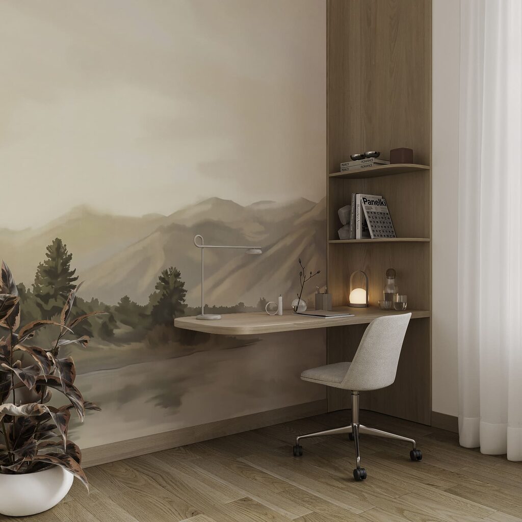 Plan d'eau avec des arbres et des montagnes en arrière-plan Plan d'eau avec des arbres et des montagnes en arrière-plan