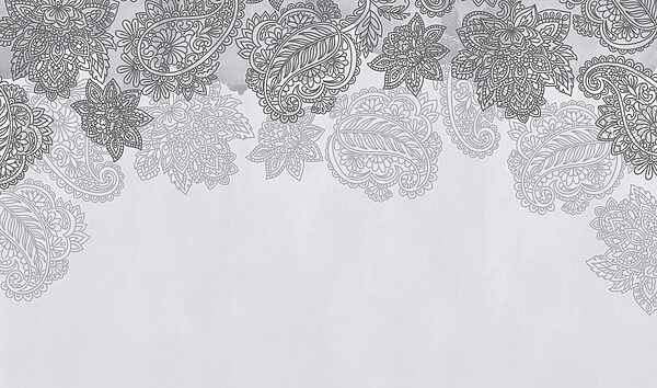 Grey and white background with paisley design