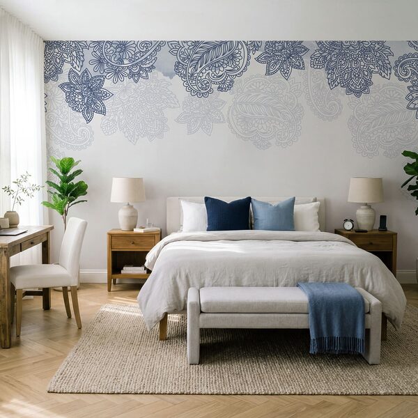 Bordure florale bleue et blanche Bordure florale bleue et blanche